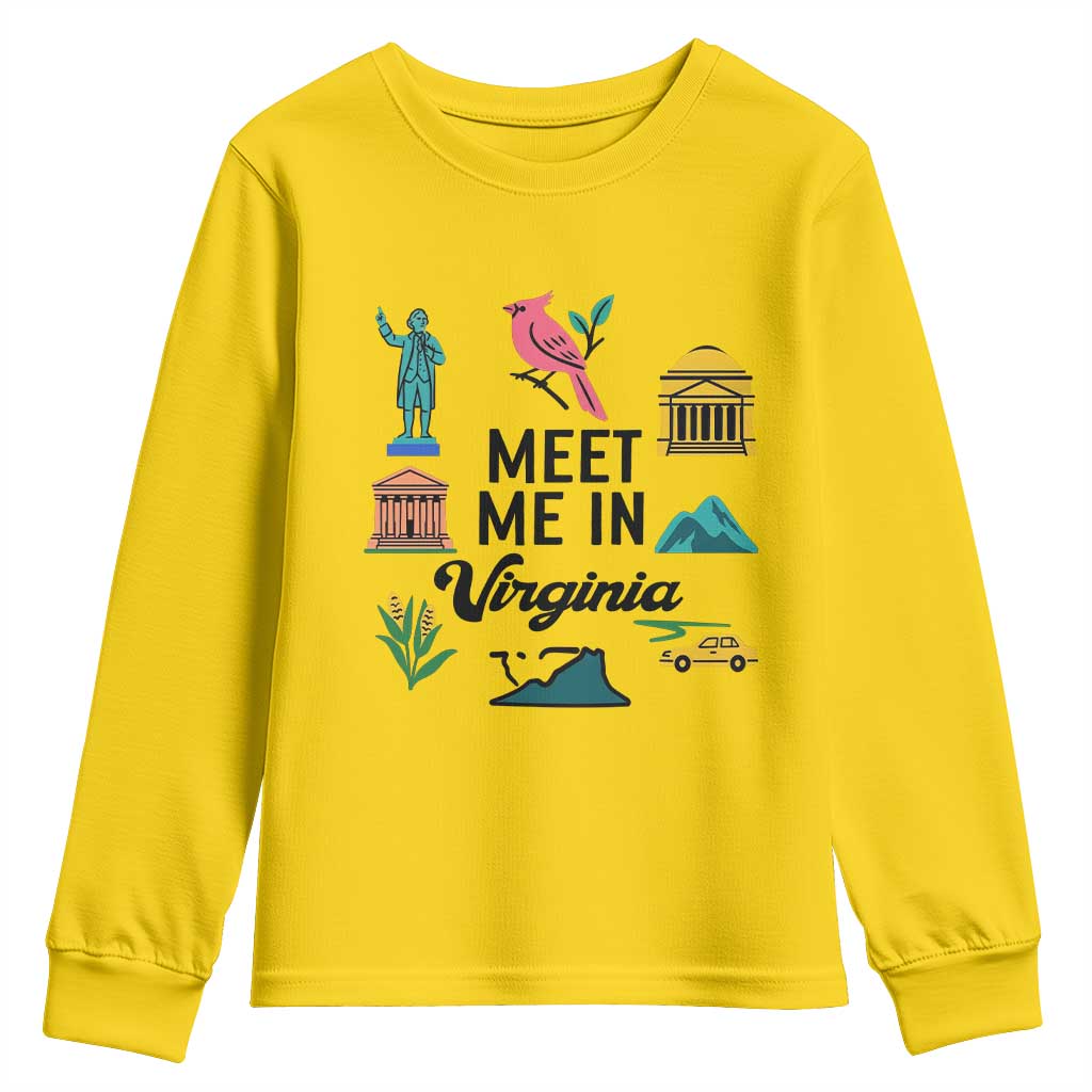 Meet Me in Virginia Youth Sweatshirt Travel Souvenir East Coast State Pride TS14 Daisy Print Your Wear