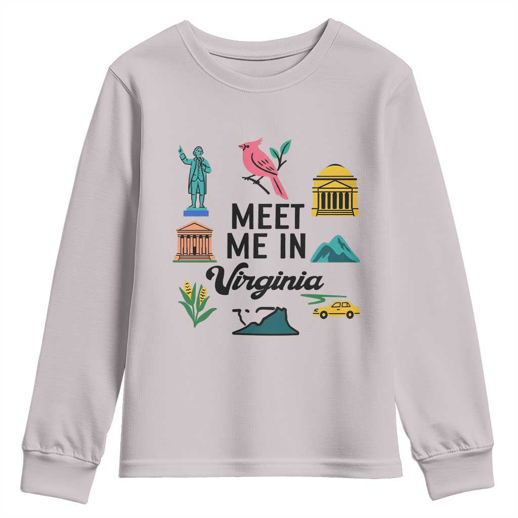 Meet Me in Virginia Youth Sweatshirt Travel Souvenir East Coast State Pride TS14 Ice Gray Print Your Wear