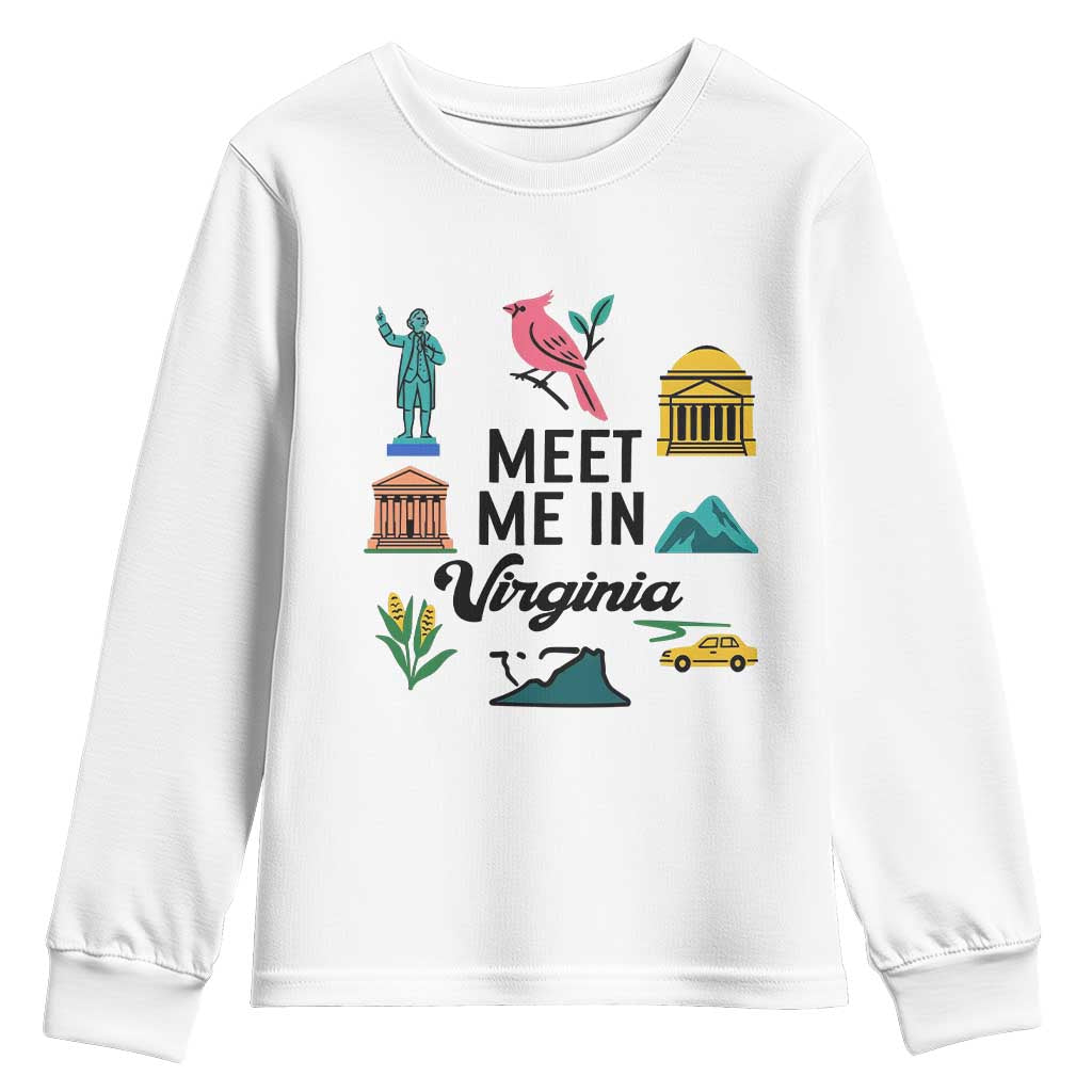 Meet Me in Virginia Youth Sweatshirt Travel Souvenir East Coast State Pride TS14 White Print Your Wear