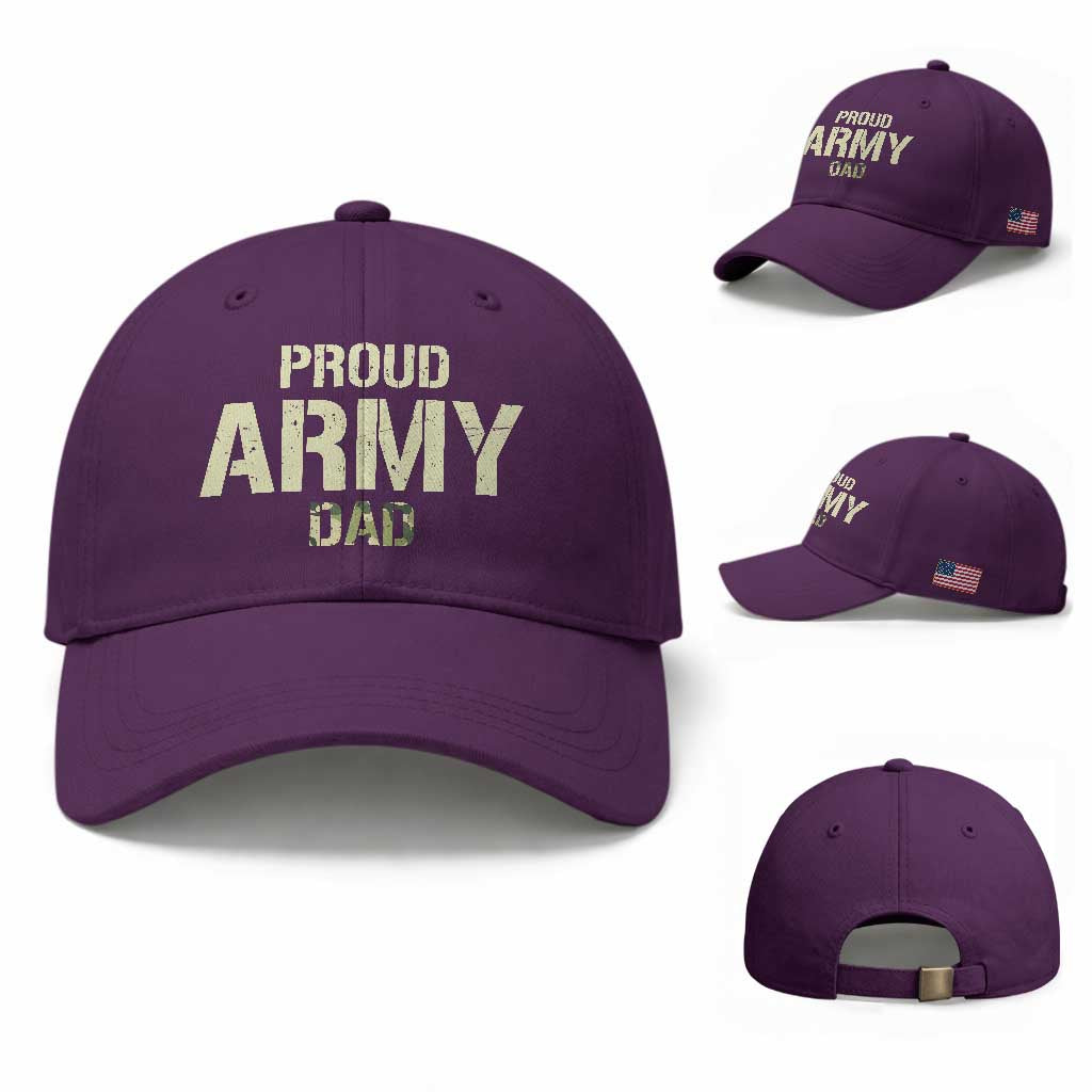 Proud Army Dad Baseball Cap Military Camo American Flag Father's Day TS14 Baseball Cap Universal Fit Purple Print Your Wear