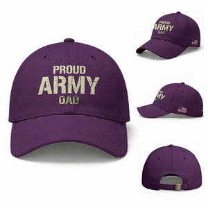 Proud Army Dad Baseball Cap Military Camo American Flag Father's Day TS14 Baseball Cap Universal Fit Purple Print Your Wear