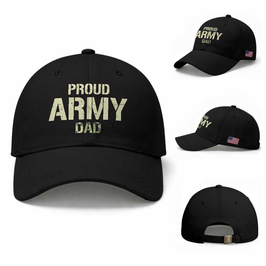 Proud Army Dad Baseball Cap Military Camo American Flag Father's Day TS14 Baseball Cap Universal Fit Black Print Your Wear