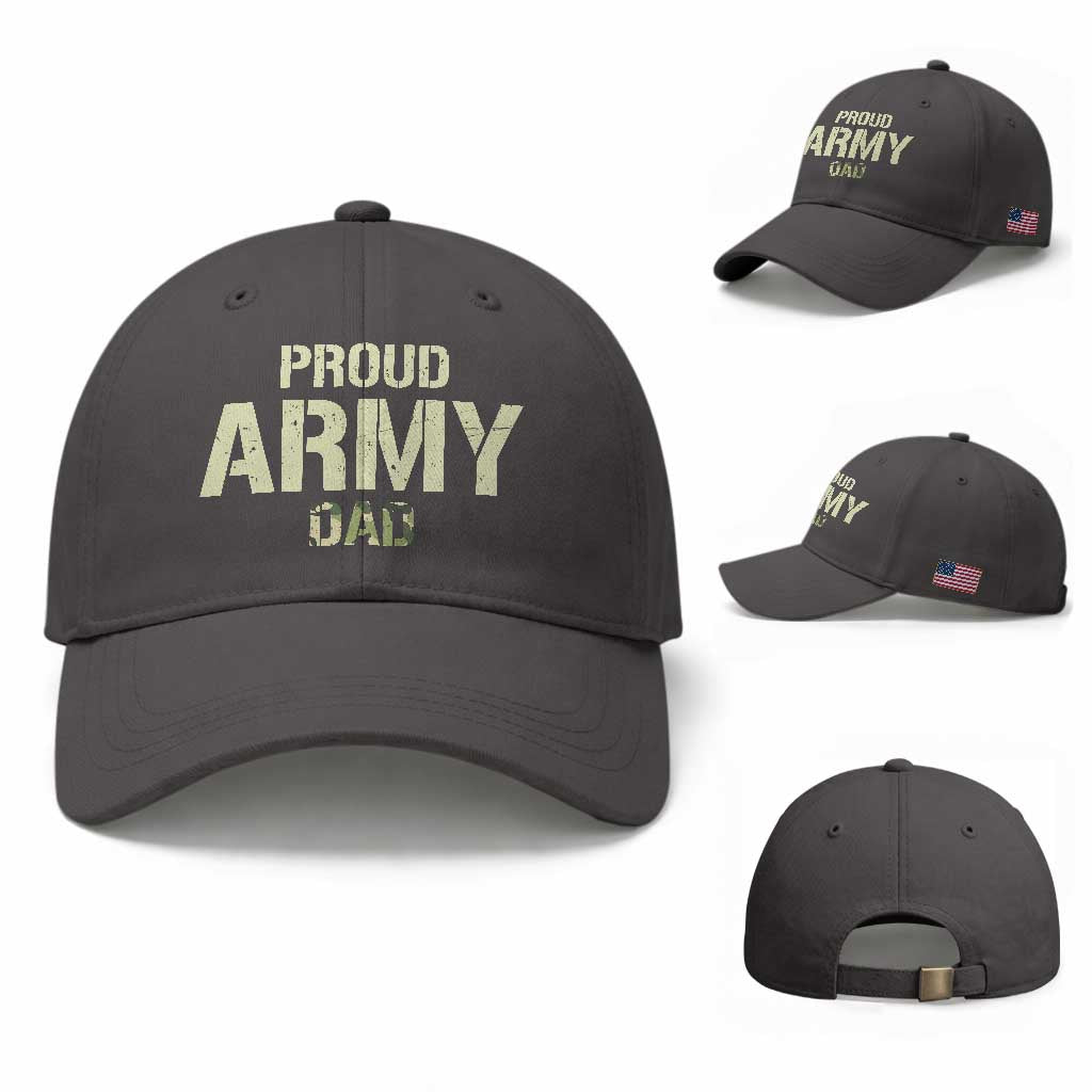 Proud Army Dad Baseball Cap Military Camo American Flag Father's Day TS14 Baseball Cap Universal Fit Dark Gray Print Your Wear