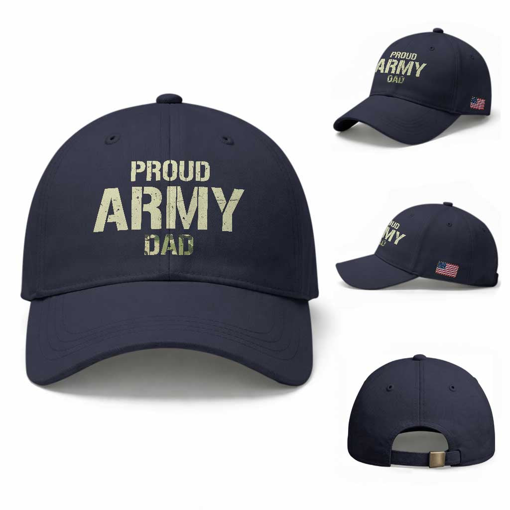 Proud Army Dad Baseball Cap Military Camo American Flag Father's Day TS14 Baseball Cap Universal Fit Navy Print Your Wear