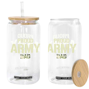 Proud Army Dad Glass Can Military Camo American Flag Father's Day