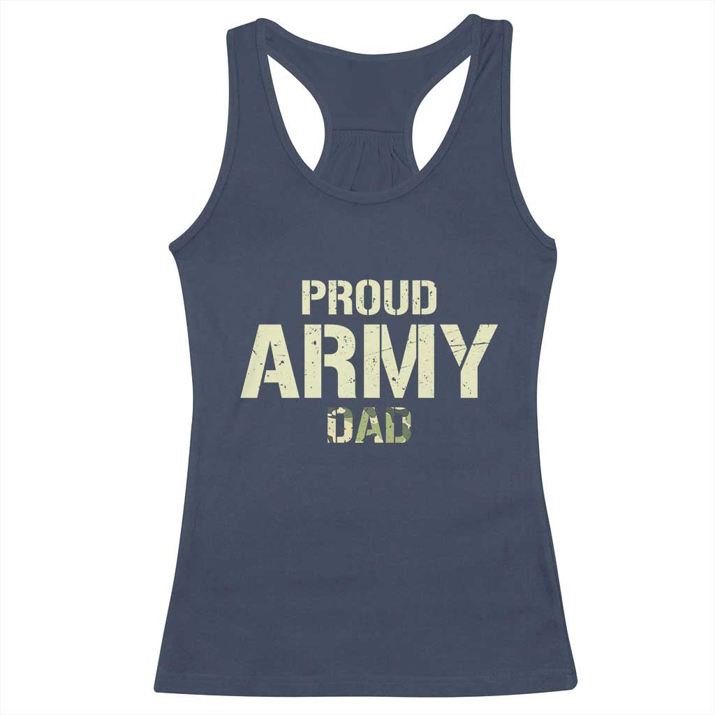 Proud Army Dad Racerback Tank Top Military Camo American Flag Father's Day