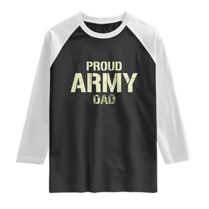 Proud Army Dad Raglan Shirt Military Camo American Flag Father's Day
