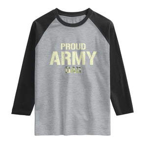 Proud Army Dad Raglan Shirt Military Camo American Flag Father's Day
