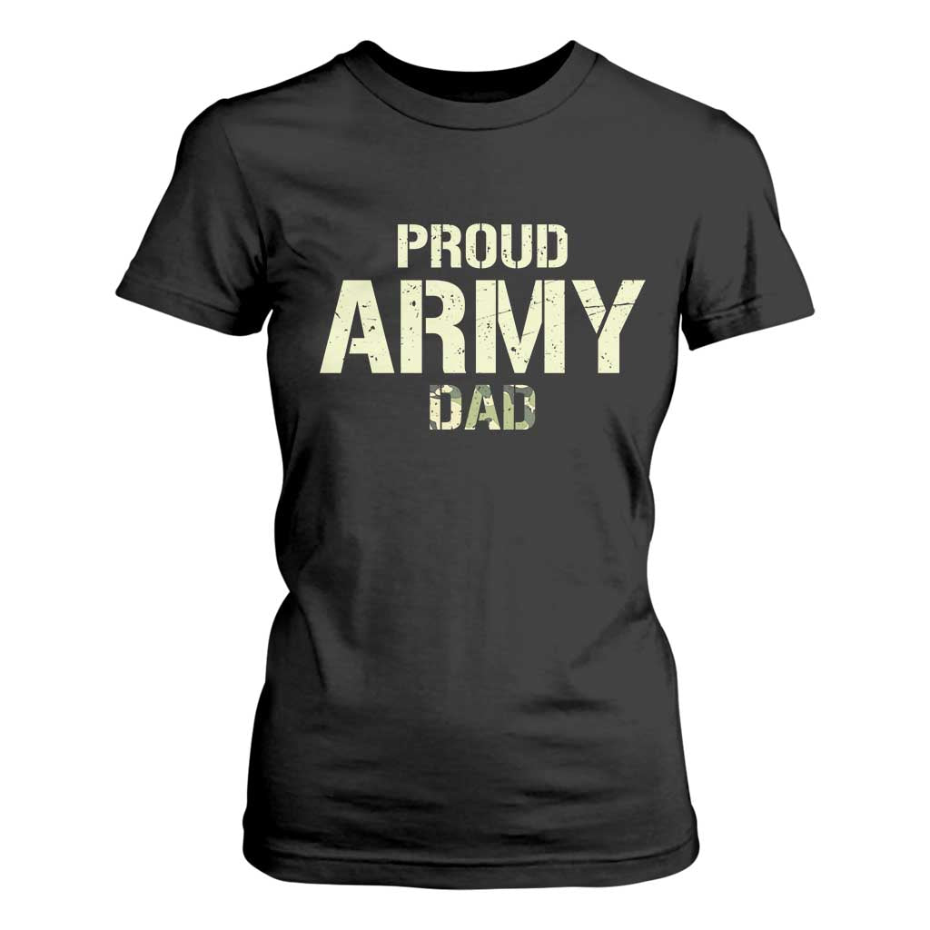 Proud Army Dad T Shirt For Women Military Camo American Flag Father's Day