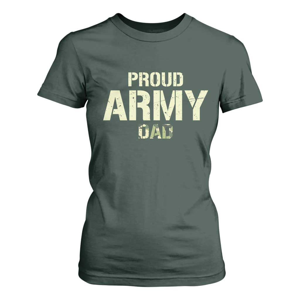 Proud Army Dad T Shirt For Women Military Camo American Flag Father's Day