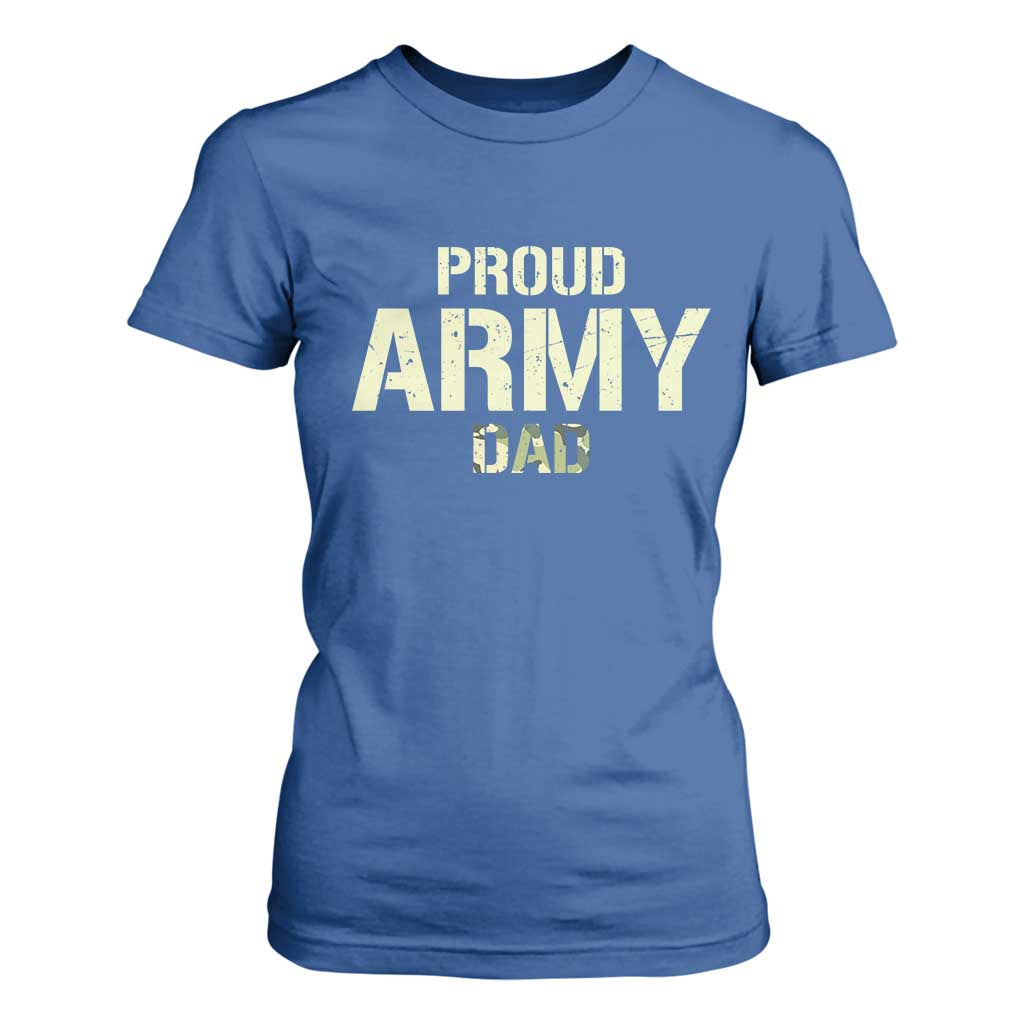 Proud Army Dad T Shirt For Women Military Camo American Flag Father's Day