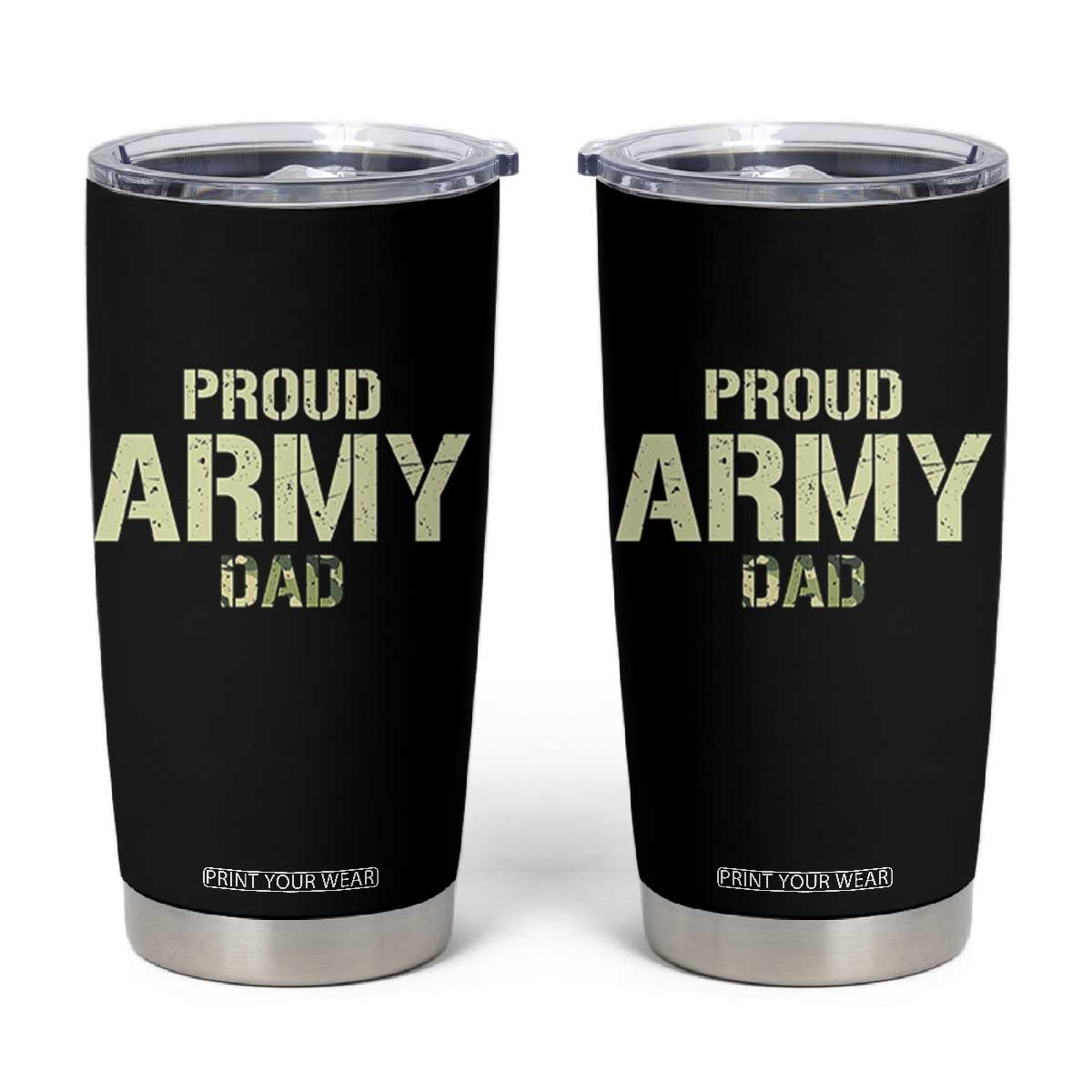 Proud Army Dad Tumbler Cup Military Camo American Flag Father's Day