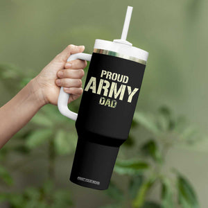 Proud Army Dad Tumbler With Handle Military Camo American Flag Father's Day