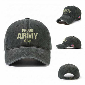 Proud Army Dad Washed Cotton Baseball Cap Military Camo American Flag Father's Day TS14 Washed Cap Universal Fit Dark Green Print Your Wear