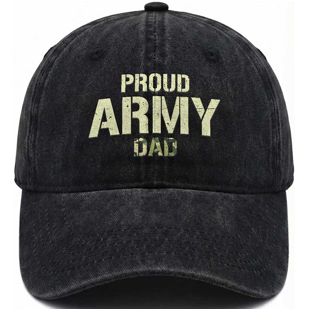 Proud Army Dad Washed Cotton Baseball Cap Military Camo American Flag Father's Day TS14 Print Your Wear