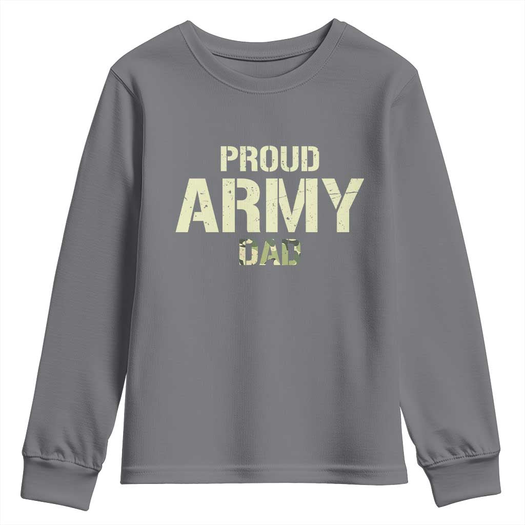 Proud Army Dad Youth Sweatshirt Military Camo American Flag Father's Day