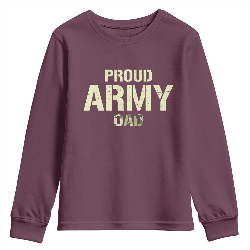 Proud Army Dad Youth Sweatshirt Military Camo American Flag Father's Day