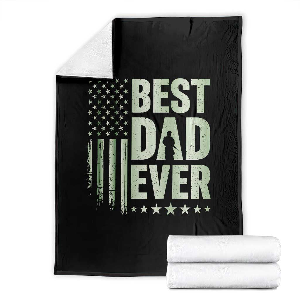 Best Dad Ever Throw Blanket Military Camo American Flag Father's Day