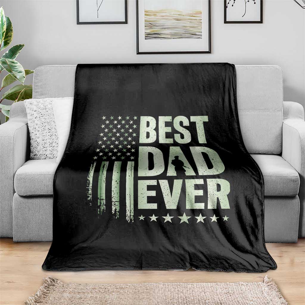 Best Dad Ever Throw Blanket Military Camo American Flag Father's Day
