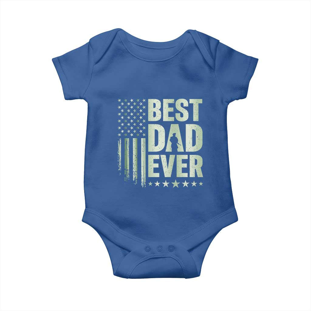 Best Dad Ever Baby Onesie Military Camo American Flag Father's Day