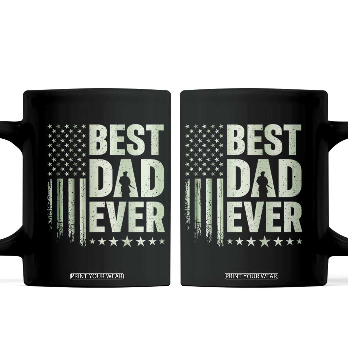 Best Dad Ever Coffee Mug Military Camo American Flag Father's Day