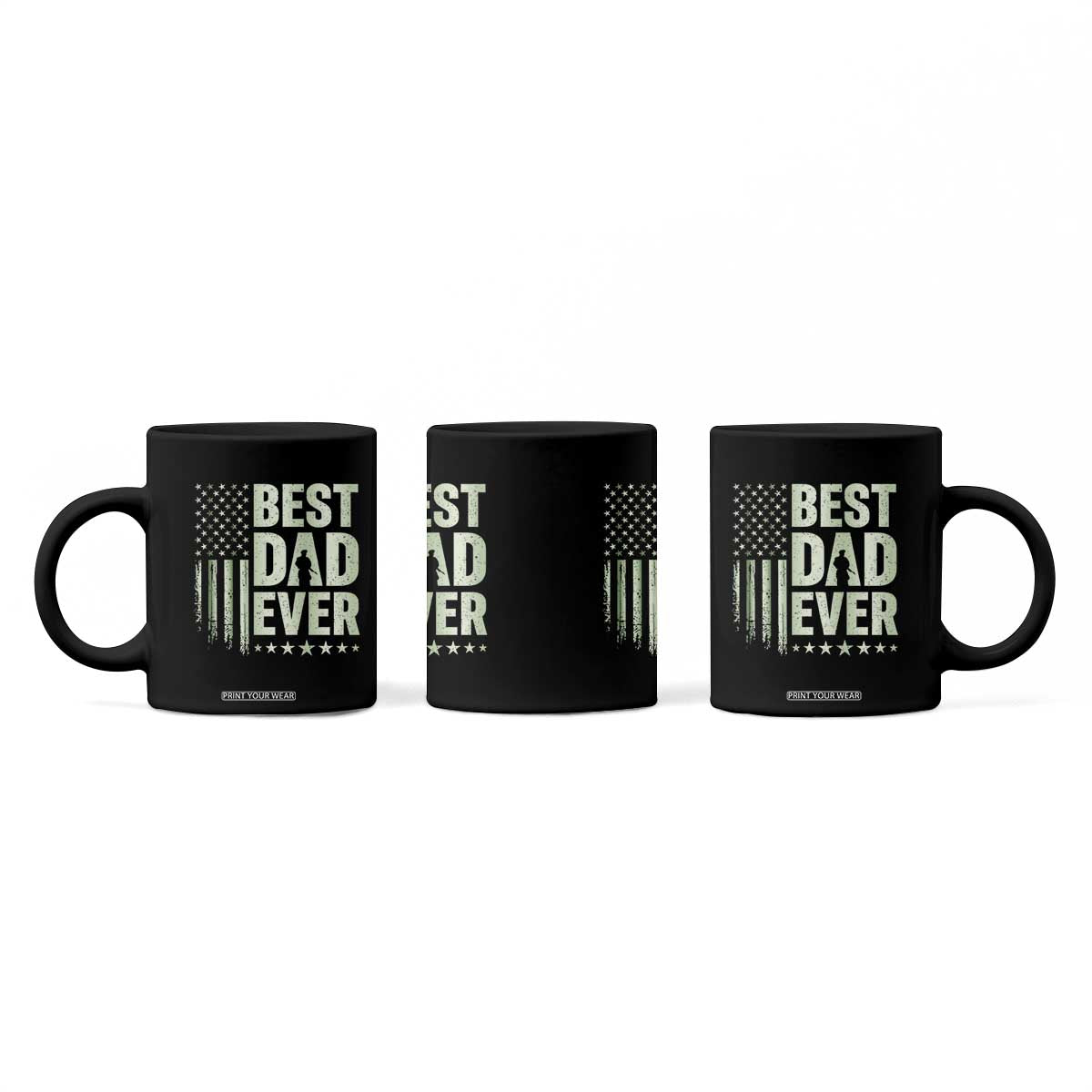 Best Dad Ever Coffee Mug Military Camo American Flag Father's Day