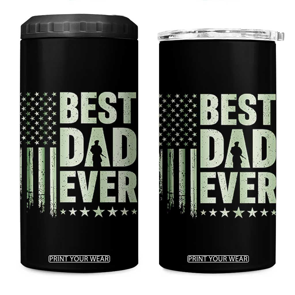 Best Dad Ever 4 in 1 Can Cooler Tumbler Military Camo American Flag Father's Day
