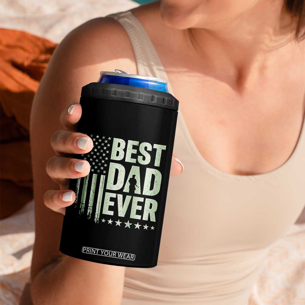 Best Dad Ever 4 in 1 Can Cooler Tumbler Military Camo American Flag Father's Day