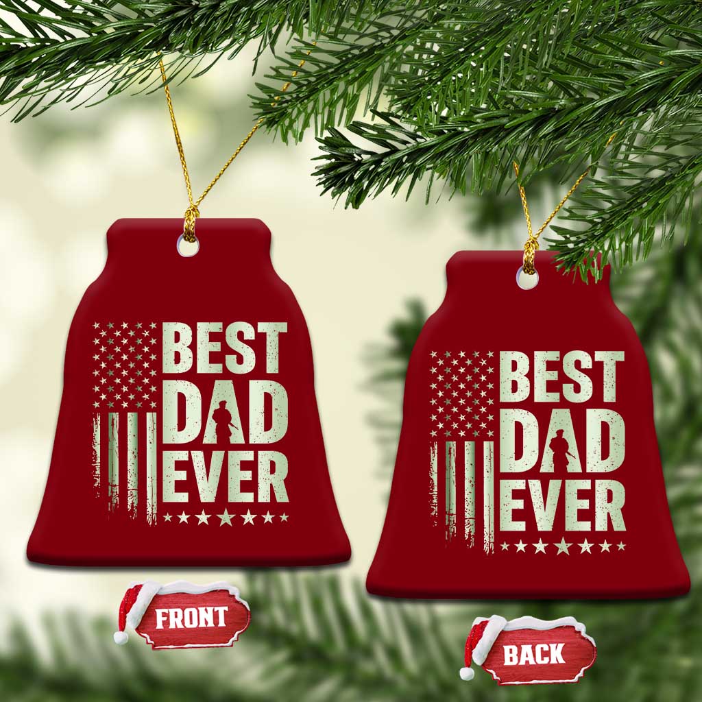Best Dad Ever Ceramic Ornament Military Camo American Flag Father's Day