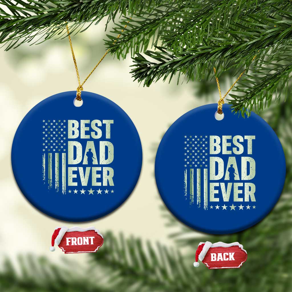 Best Dad Ever Ceramic Ornament Military Camo American Flag Father's Day