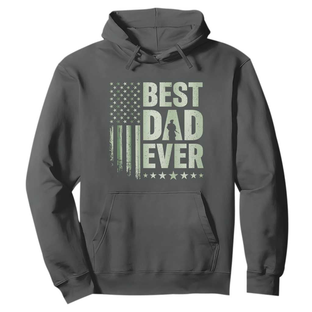 Best Dad Ever Hoodie Military Camo American Flag Father's Day TS14 Dark Heather Print Your Wear