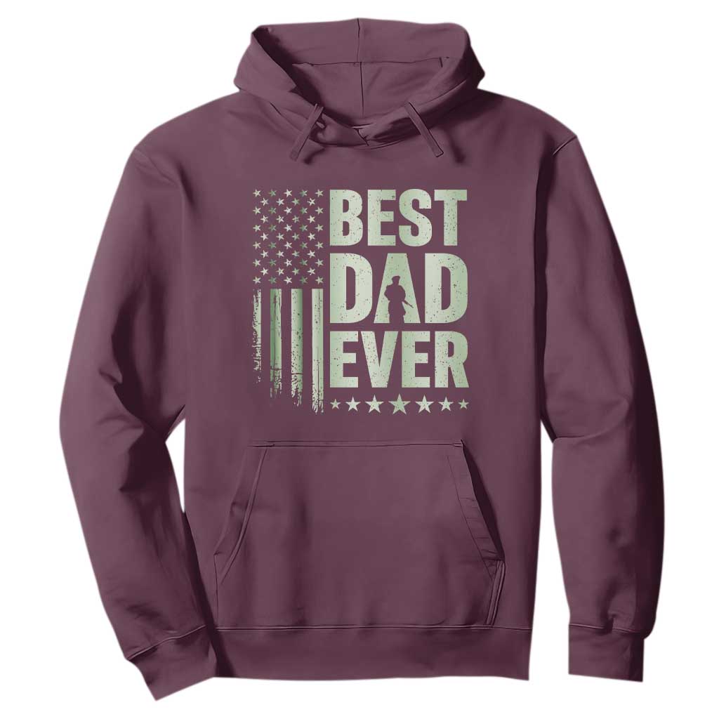 Best Dad Ever Hoodie Military Camo American Flag Father's Day TS14 Maroon Print Your Wear