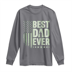 Best Dad Ever Long Sleeve Shirt Military Camo American Flag Father's Day TS14 Charcoal Print Your Wear