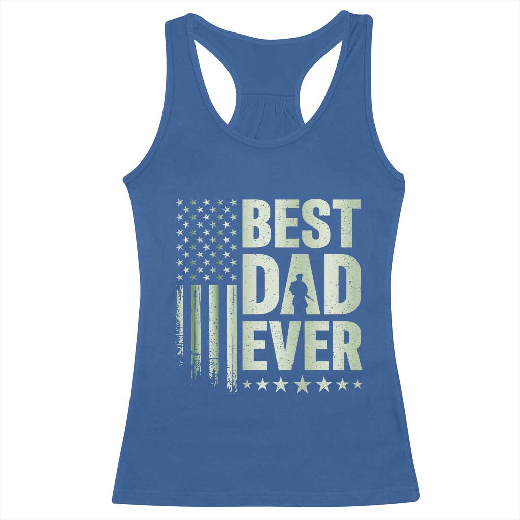 Best Dad Ever Racerback Tank Top Military Camo American Flag Father's Day