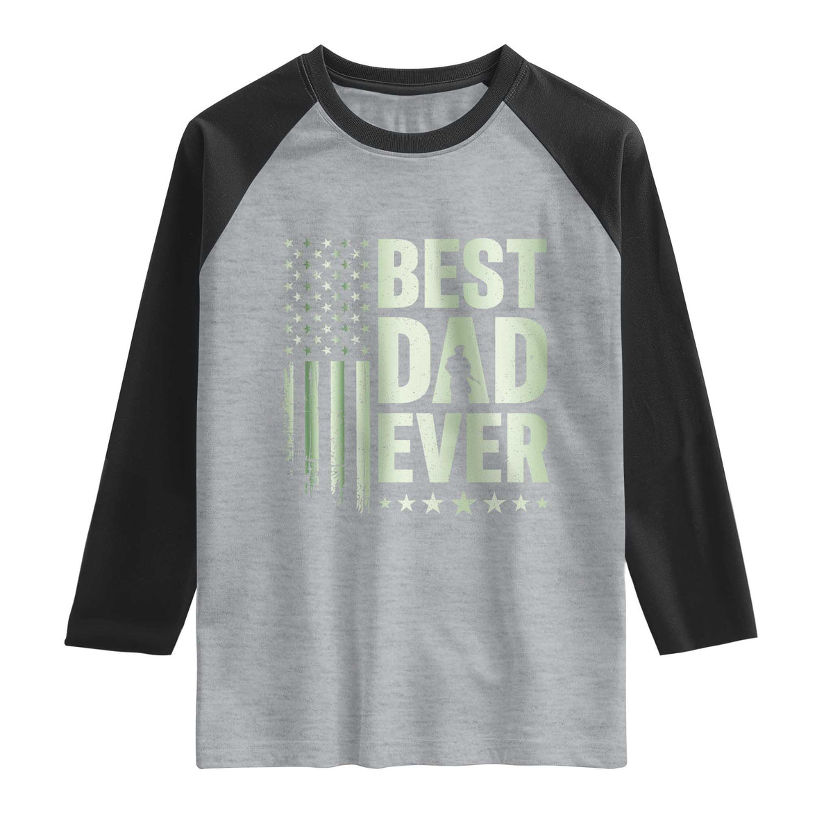 Best Dad Ever Raglan Shirt Military Camo American Flag Father's Day