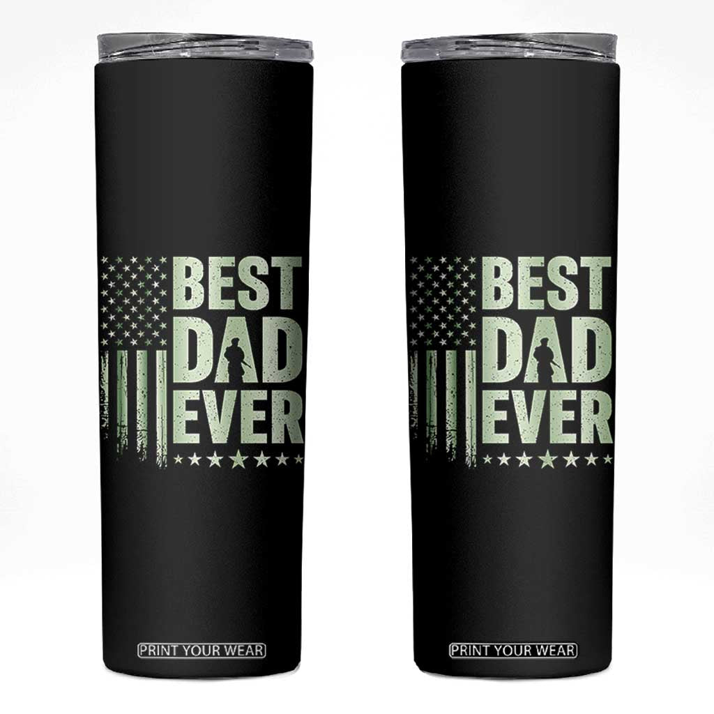 Best Dad Ever Skinny Tumbler Military Camo American Flag Father's Day