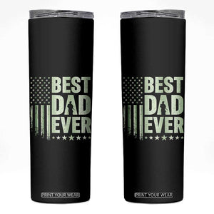 Best Dad Ever Skinny Tumbler Military Camo American Flag Father's Day