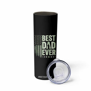 Best Dad Ever Skinny Tumbler Military Camo American Flag Father's Day