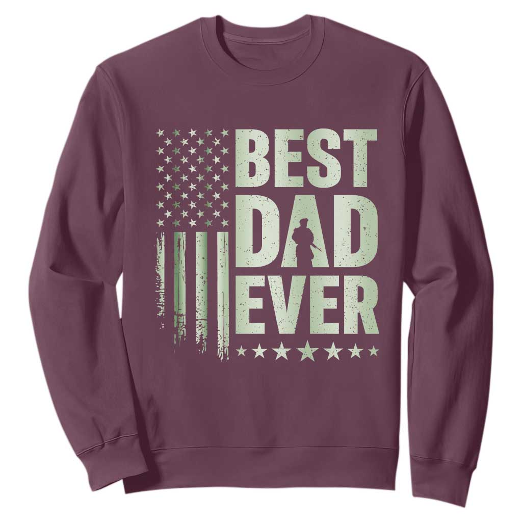 Best Dad Ever Sweatshirt Military Camo American Flag Father's Day