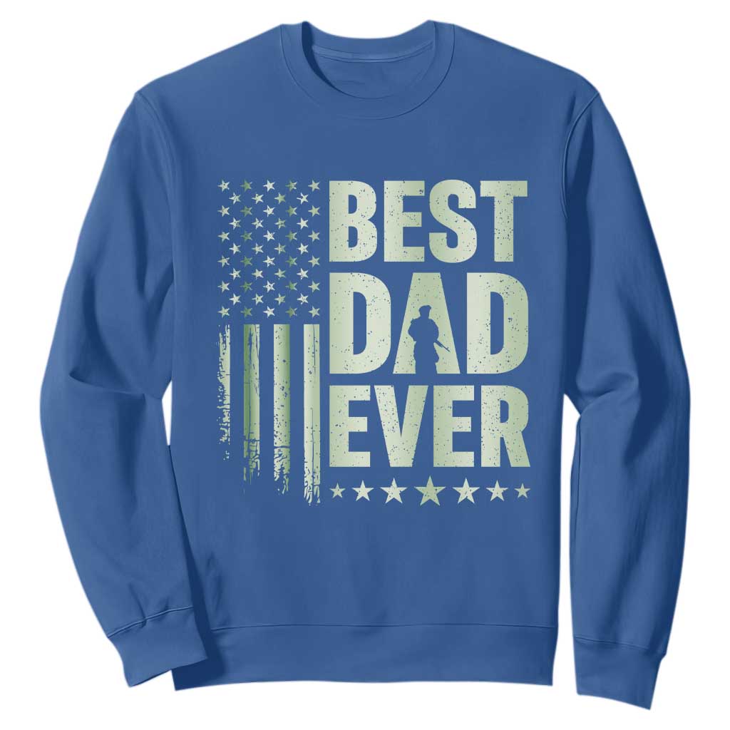 Best Dad Ever Sweatshirt Military Camo American Flag Father's Day