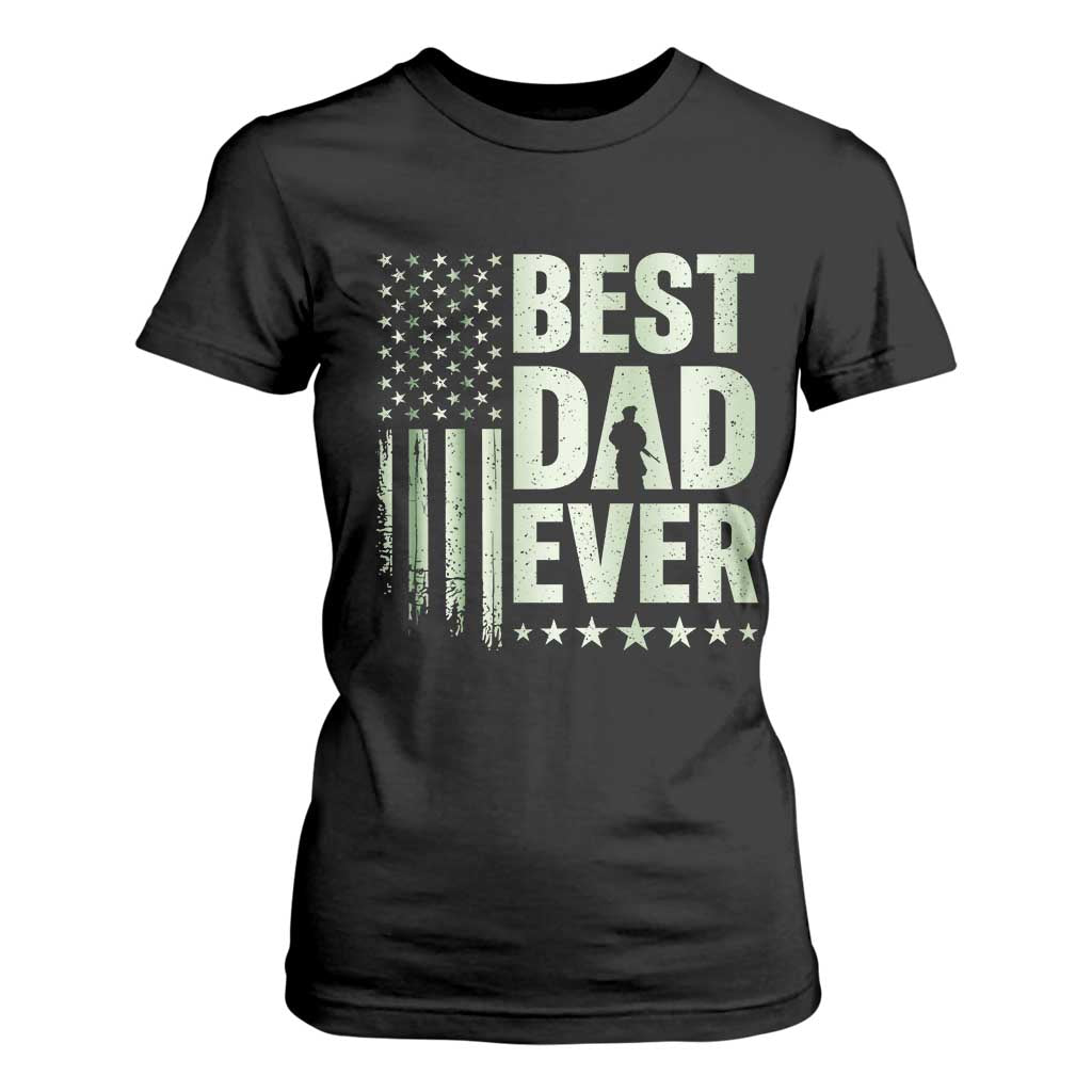 Best Dad Ever T Shirt For Women Military Camo American Flag Father's Day