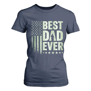 Best Dad Ever T Shirt For Women Military Camo American Flag Father's Day