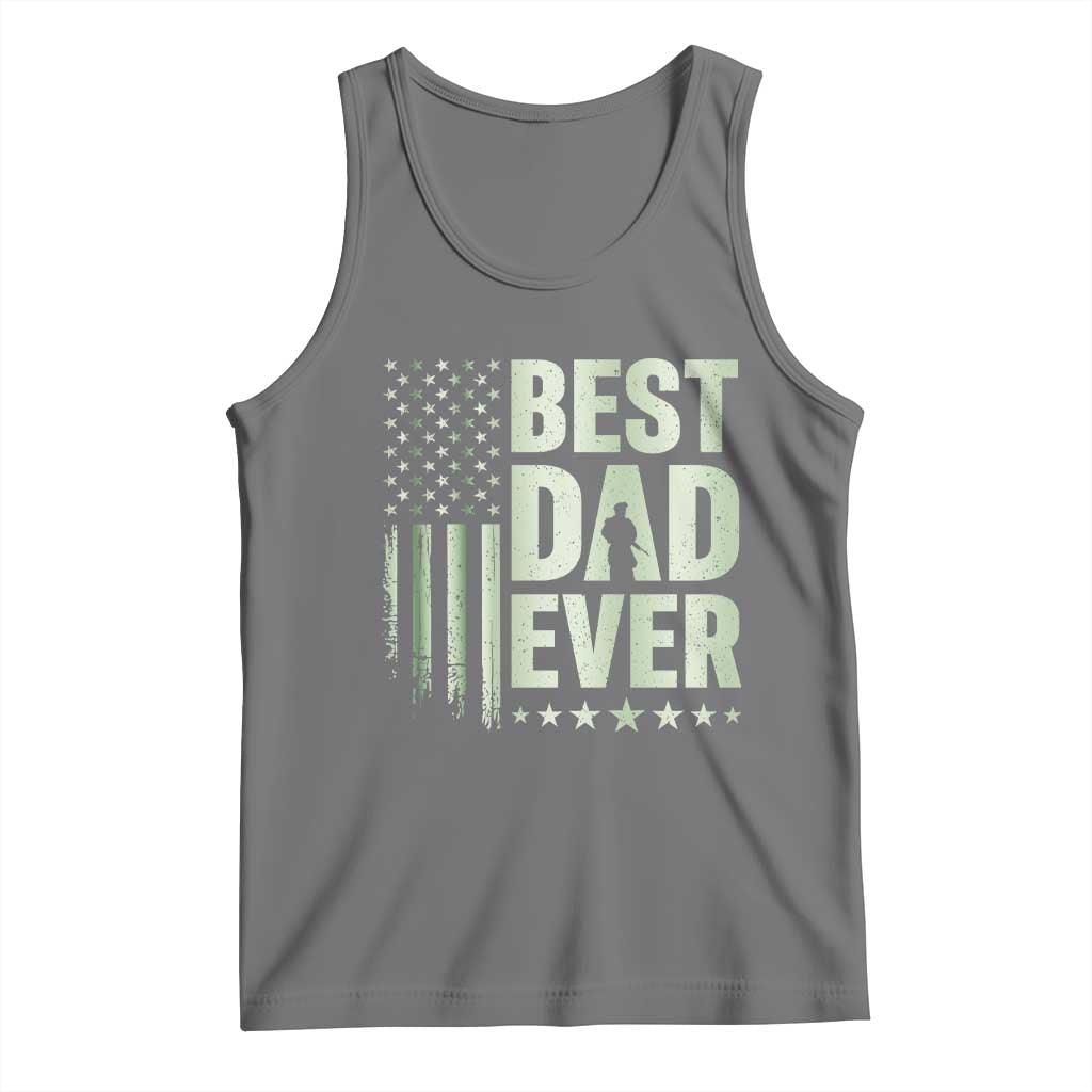 Best Dad Ever Tank Top Military Camo American Flag Father's Day TS14 Black Heather Print Your Wear