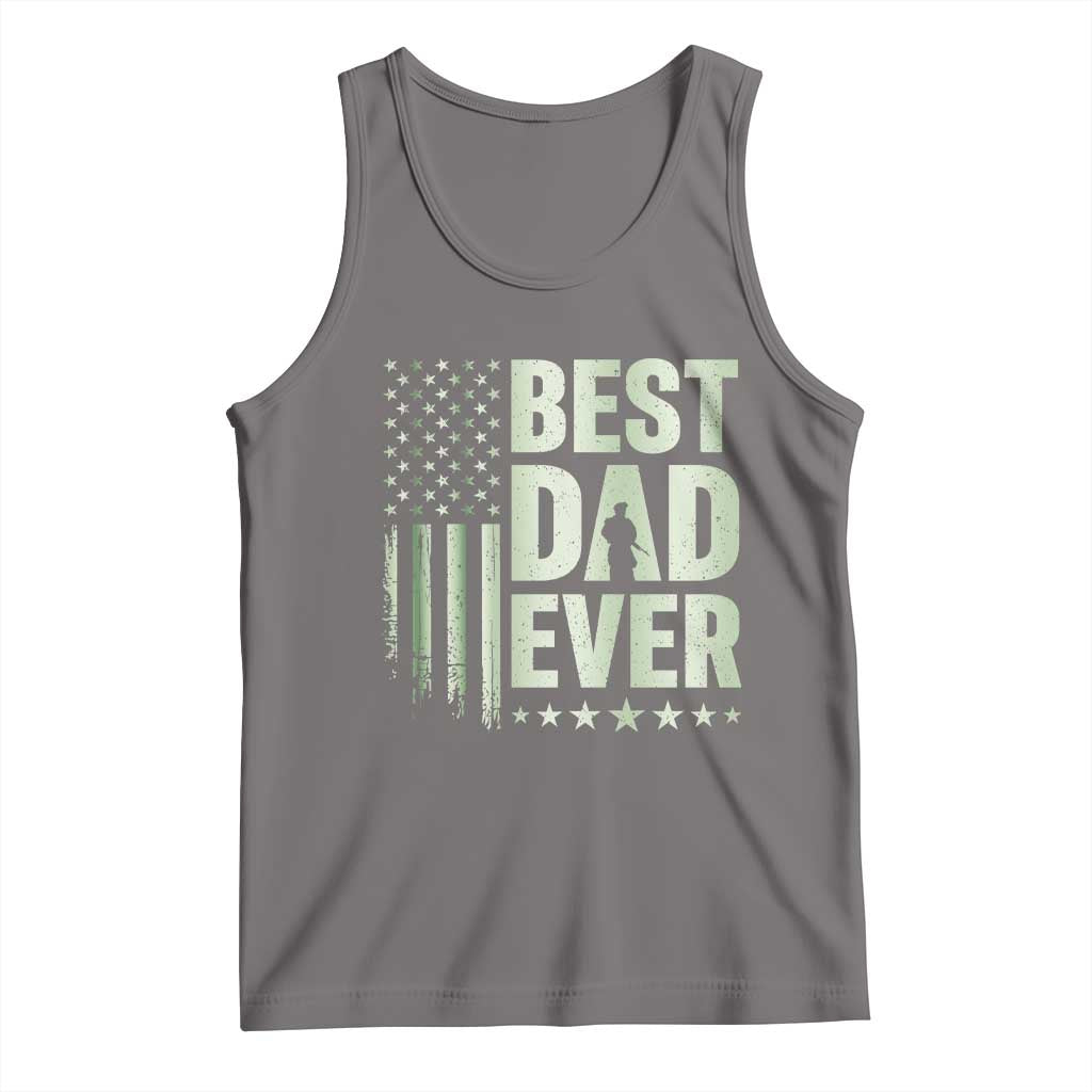 Best Dad Ever Tank Top Military Camo American Flag Father's Day TS14 Deep Heather Print Your Wear