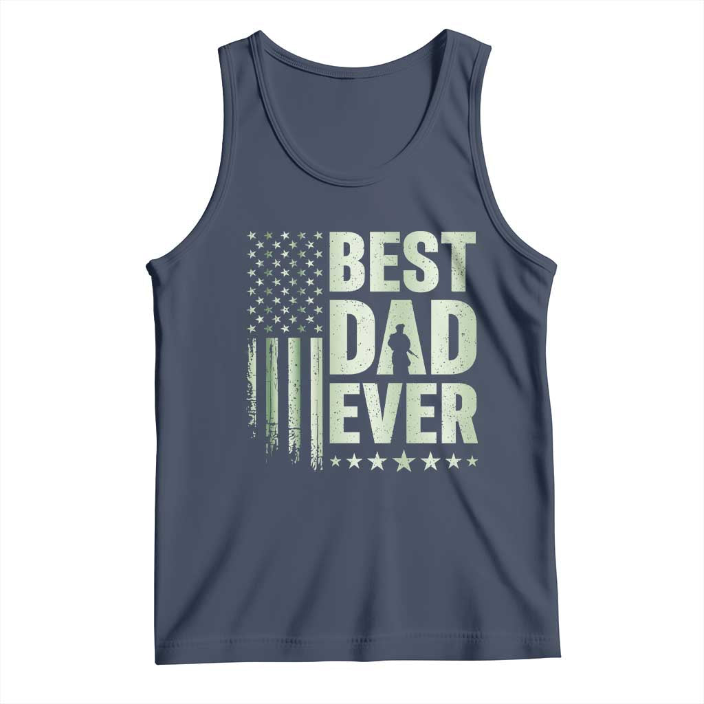 Best Dad Ever Tank Top Military Camo American Flag Father's Day TS14 Navy Print Your Wear