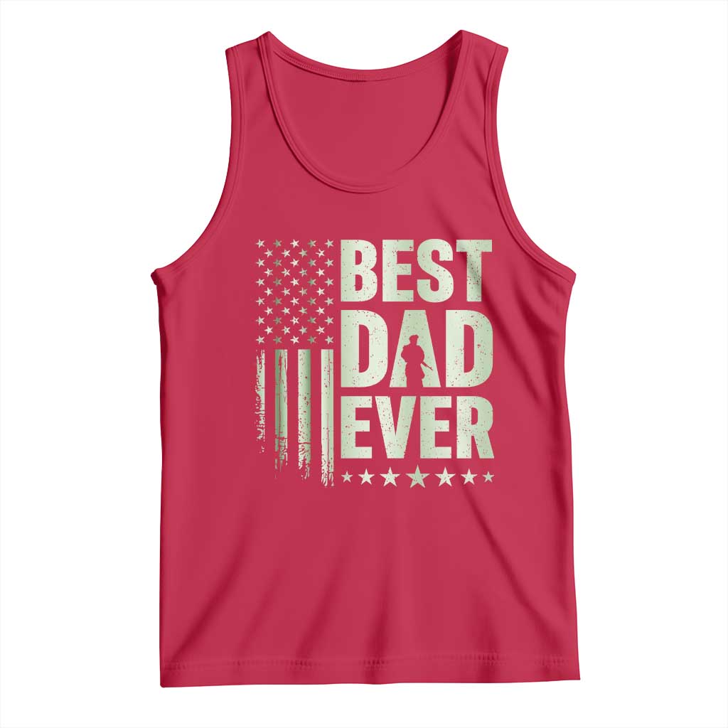 Best Dad Ever Tank Top Military Camo American Flag Father's Day TS14 Red Print Your Wear