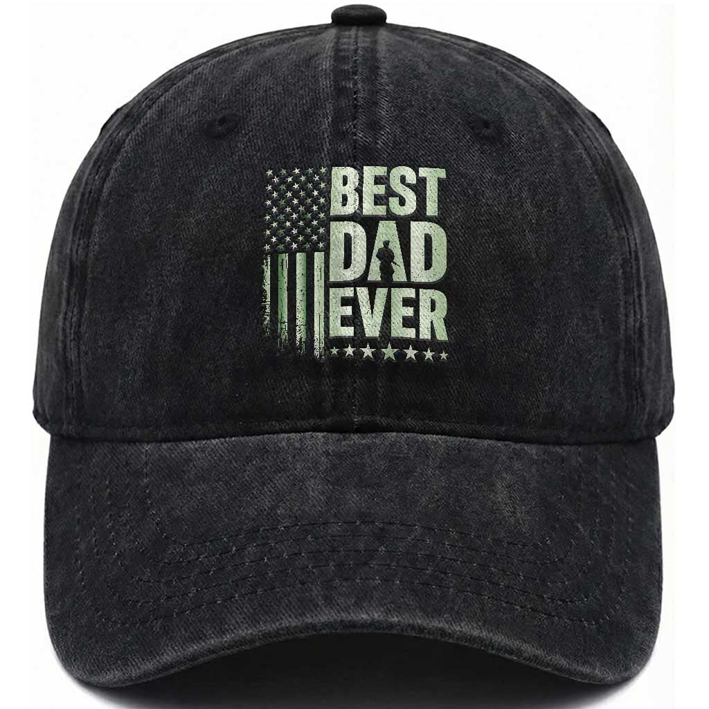 Best Dad Ever Washed Cotton Baseball Cap Military Camo American Flag Father's Day