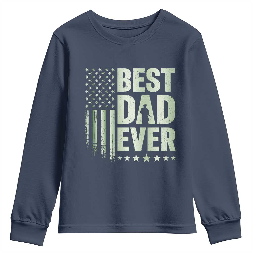 Best Dad Ever Youth Sweatshirt Military Camo American Flag Father's Day