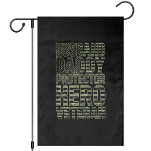 Husband Daddy Protector Hero Veteran Garden Flag Father's Day American Flag Camouflage