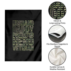 Husband Daddy Protector Hero Veteran Garden Flag Father's Day American Flag Camouflage